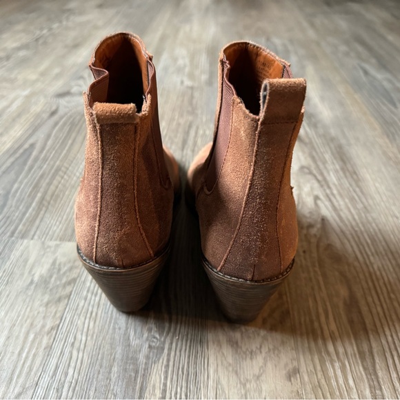 Women’s Lucky Brand Wedge Leather Suede Ankle Bootie Cocoa Brown size 10 - Picture 4 of 9